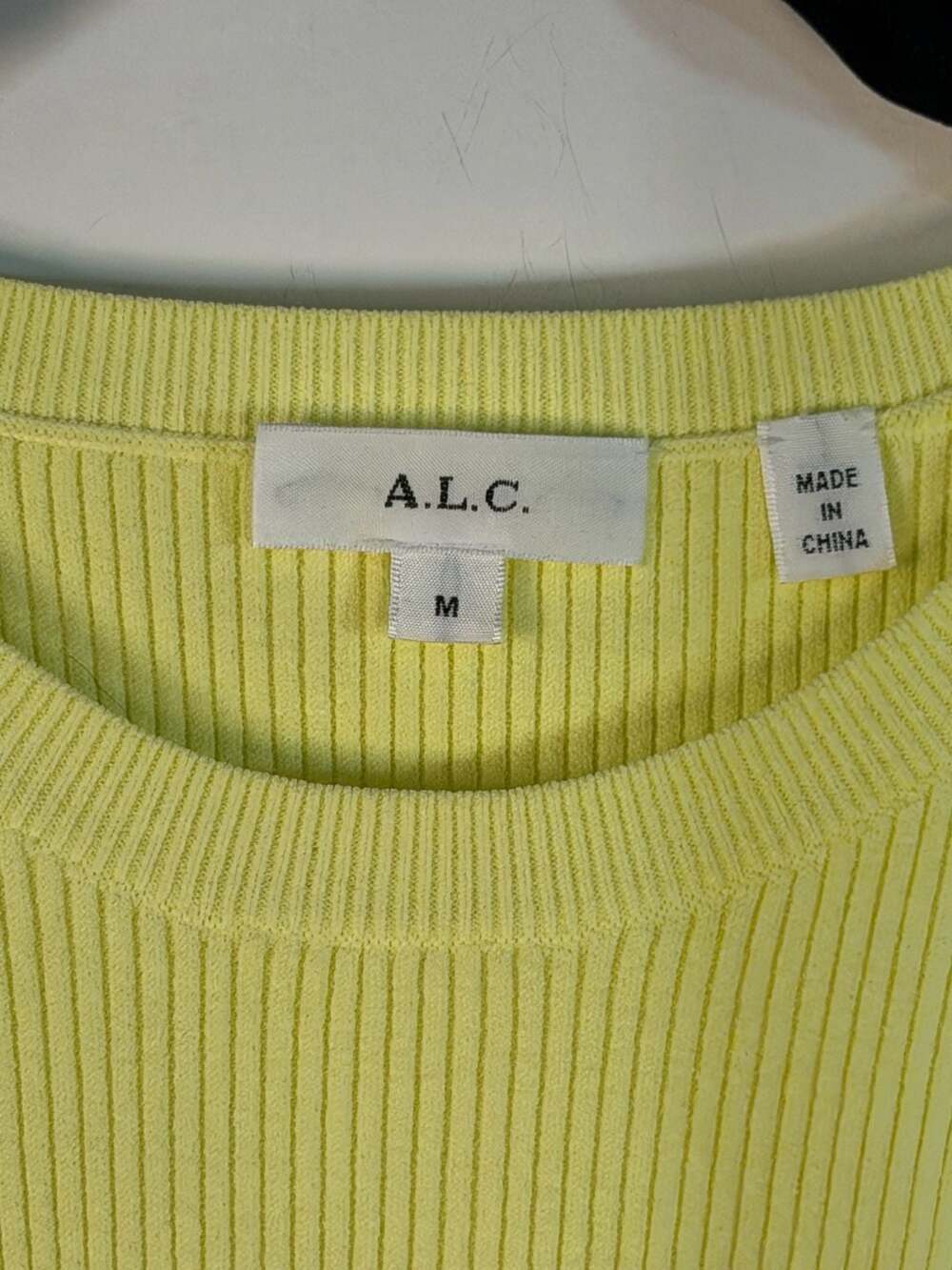 A.L.C. Holley Ruffle Sleeve Ribbed Knit Top Yellow Size M - Picture 2 of 6